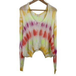 POL Colorful Tie-Dye Womens Medium Cropped Long-Sleeve Knit Sweater